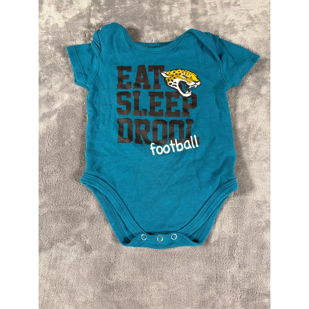 NFL Unisex Jacksonville Jaguars Bodysuit 6/9M Teal Eat Sleep Drool Football